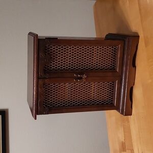 Japanese Wooden Vintage Jewelry Box 3 Corduroy Drawer & Music Box